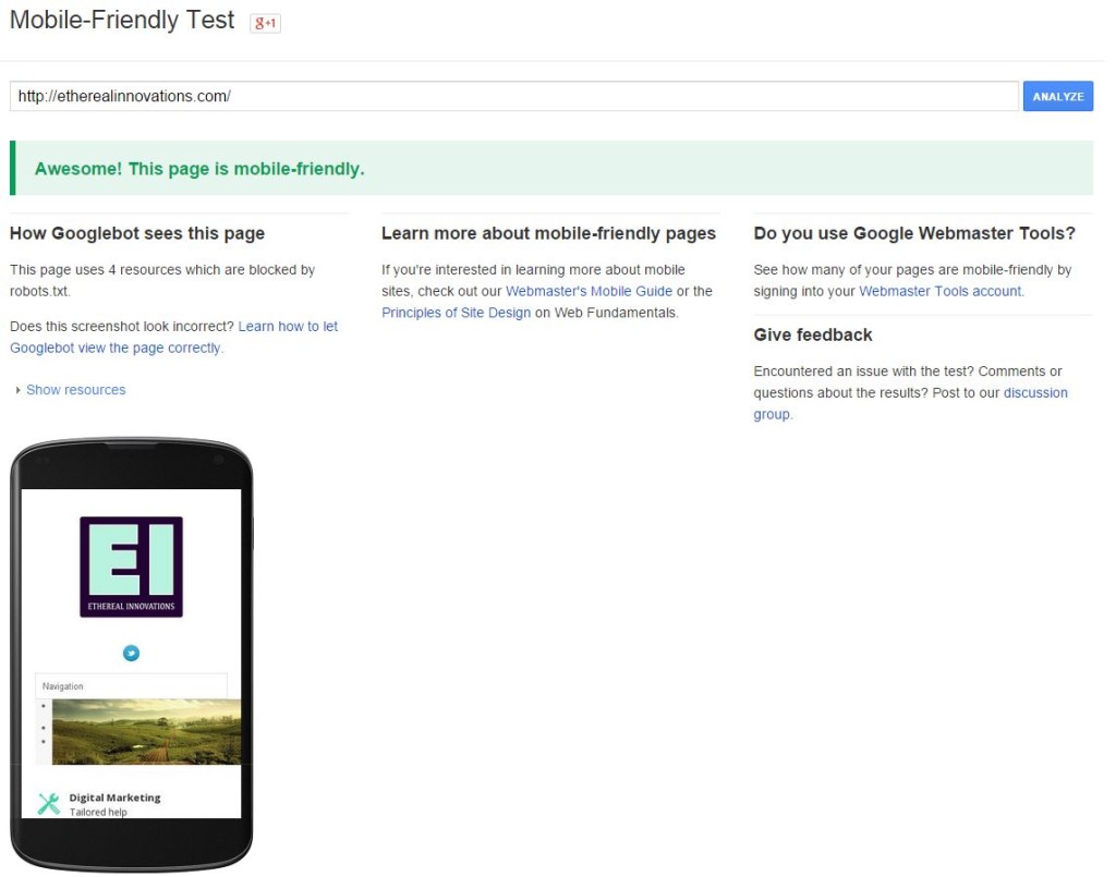 Mobile Friendly Test